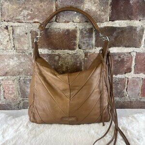 Liebeskind Berlin Brown / Tan Quilted Leather Shoulder Bag Purse W Tassels
